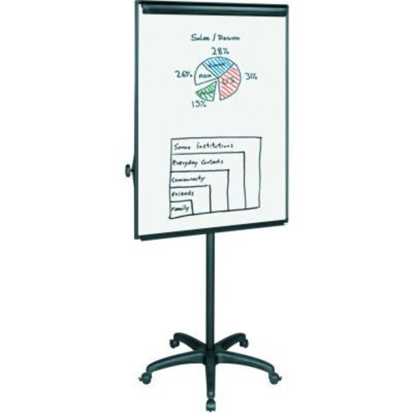 Bi-Silque MasterVision Melamine Dry-Erase Mobile Presentation Easel, Black Frame, 29.5in X 42in EA4800055